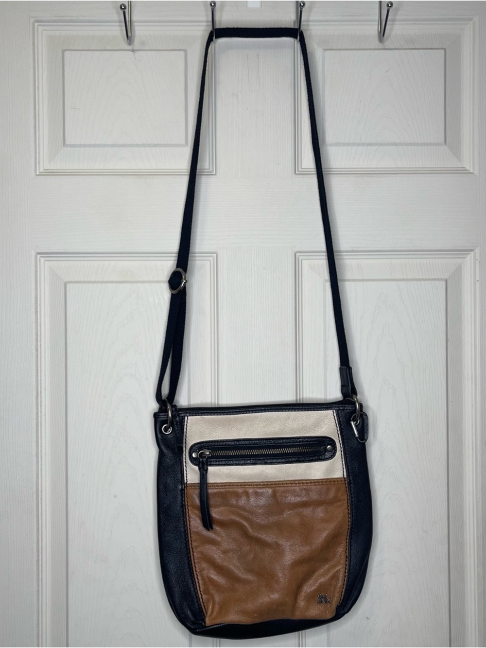 The Sak Laurel Crossbody Womens Bag Brown Black Adjustable Strap Pebbled Leather